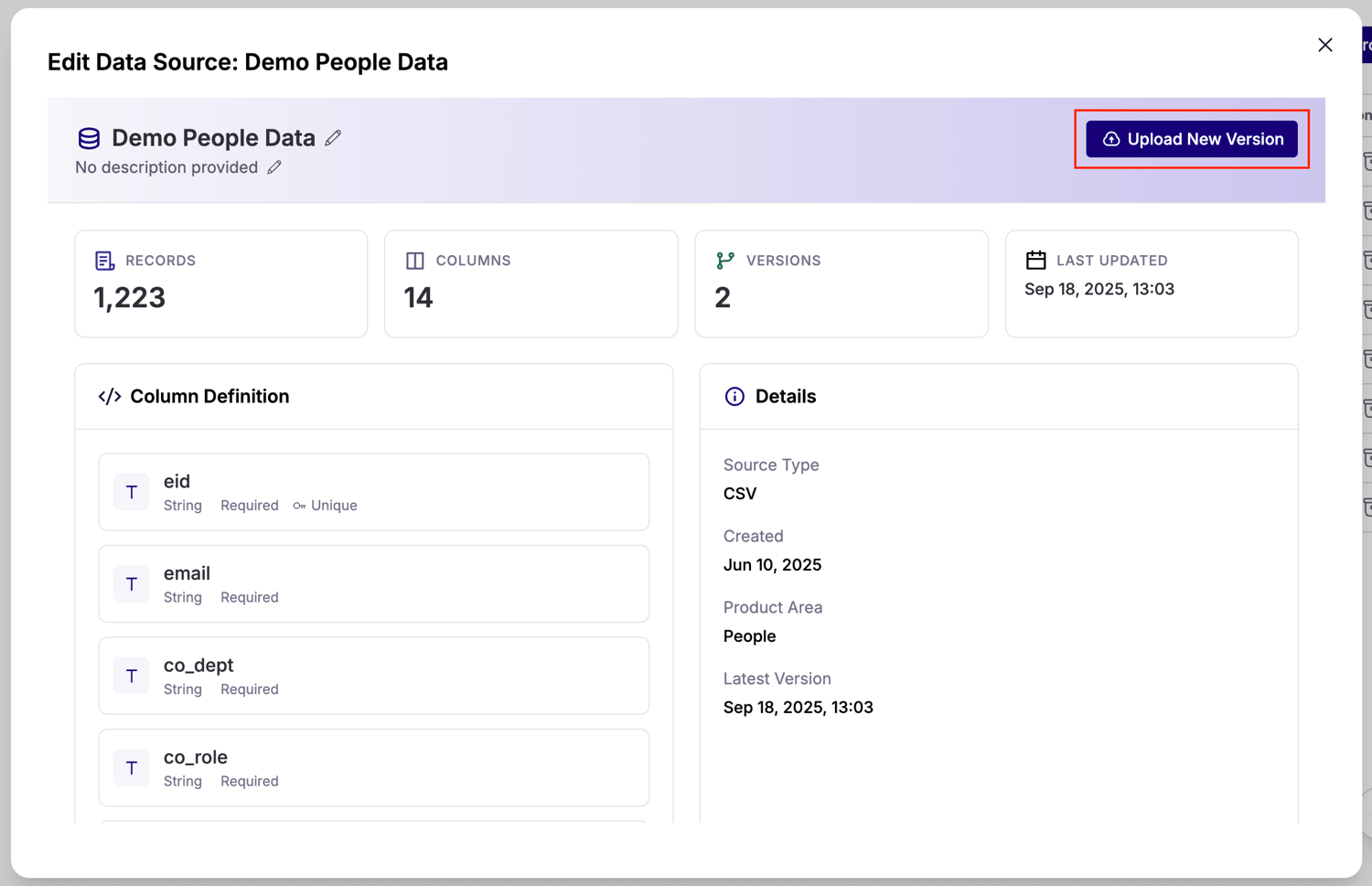 How to Update Your Data Source or Version for Ranges or People